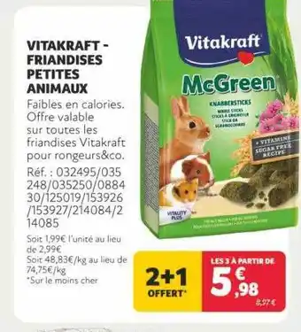 Animalis Vitakraft - friandises petites animaux offre