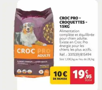 Animalis Croc pro - croquettes - 15 kg offre