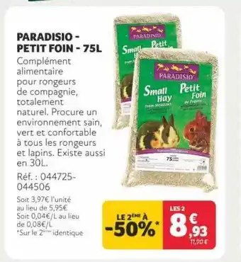 Paradisio - petit foin - 75l