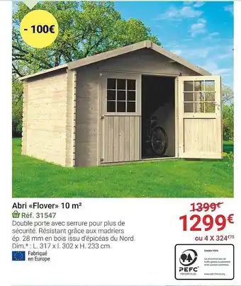Gamm vert Abri «flower» 10 m² offre
