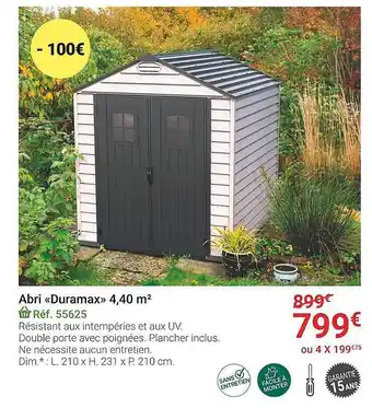 Gamm vert Abri «duramax» 4,40 m² offre