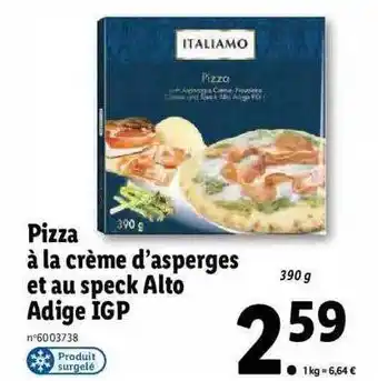 Pizza à la crème d'asperges et au speck alto adige igp italiamo