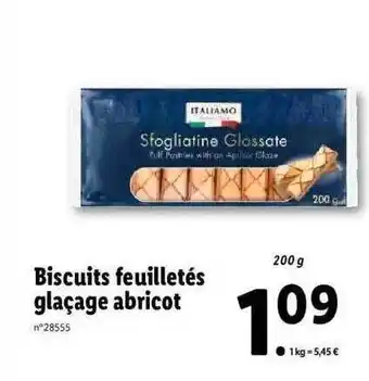 Lidl Biscuits feuilletés glaçage abricot italiamo offre
