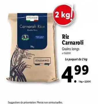 Lidl Riz carnaroli italiamo offre
