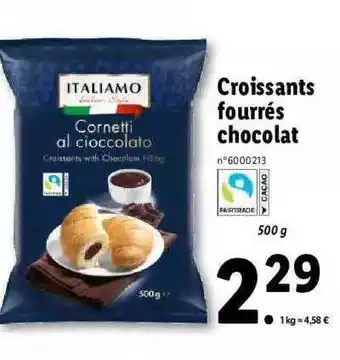 Lidl Croissants fourrés chocolat italiamo offre