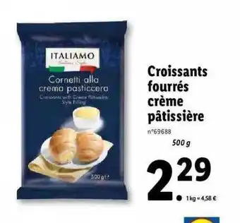 Lidl Croissants fourrés crème pâtissière italiamo offre