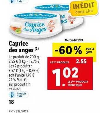 Lidl Caprice des anges offre