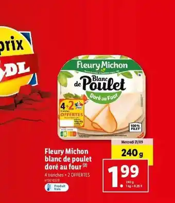 Lidl Blanc de poulet doré au four fleury michon offre