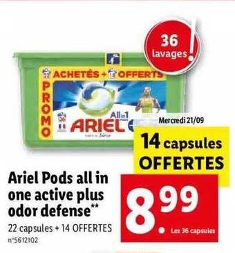 Ariel pods all in one active plus odor defense