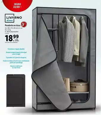 Lidl Penderie en tissu livarno home offre