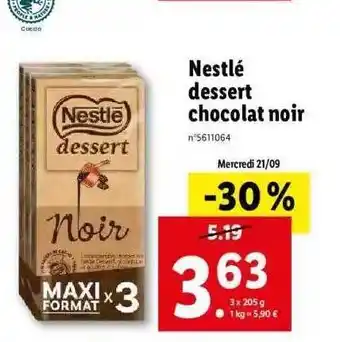 Lidl Nestlé dessert chocolat noir offre