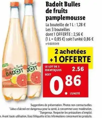 Lidl Badoit bulles de fruits pamplemousse offre