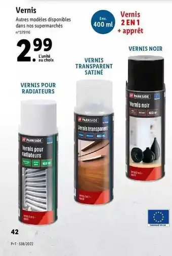 Lidl Vernis parkside offre