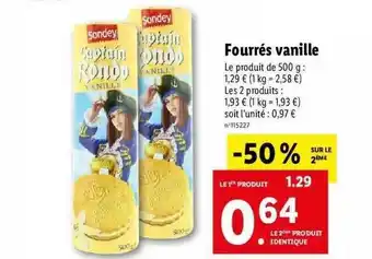 Lidl Fourrés vanille sondey offre