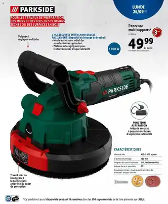 Lidl Ponceuse multi supports parkside offre
