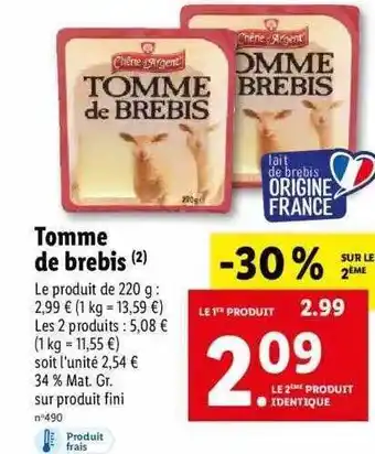 Lidl Tomme de brebis chêne d'argent offre