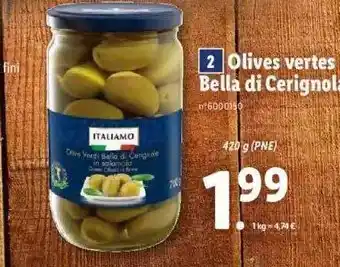 Lidl Olives vertes bella di cerignola italiamo offre