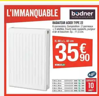 Brico Dépôt Radiateur acier type 22 bodner offre