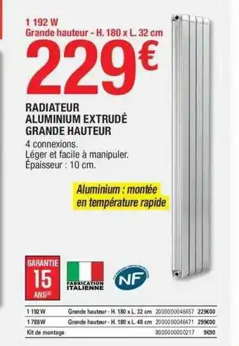 Brico Dépôt Radiateur aluminium extrudé grande hauteur offre