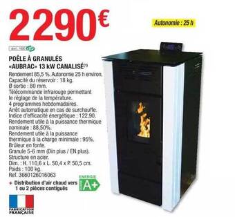 Brico Dépôt Poêle à granulés «aubrac» 13 kw canalisé offre