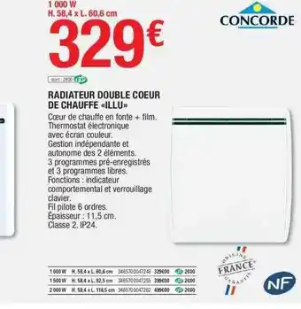 Brico Dépôt Radiateur double cœur de chauffe «illu» offre