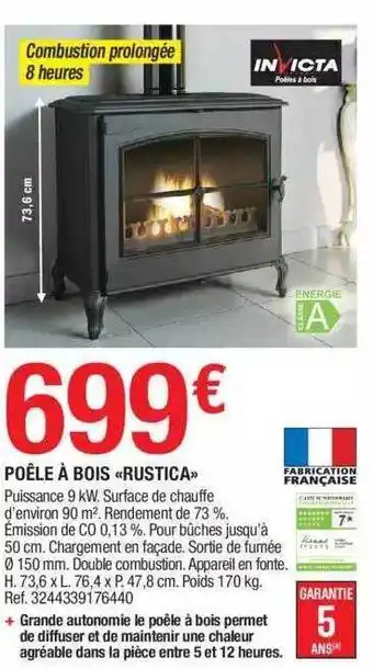 Brico Dépôt Poêle à bois «rustica» invicta offre