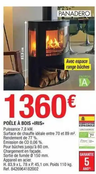 Brico Dépôt Poêle à bois «iris» panadero offre