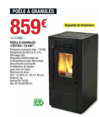 Brico Dépôt Poêle à granulés «tectro» 7,8 kw offre