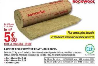 Brico Dépôt Laine de roche revêtue kraft «roulrock» offre