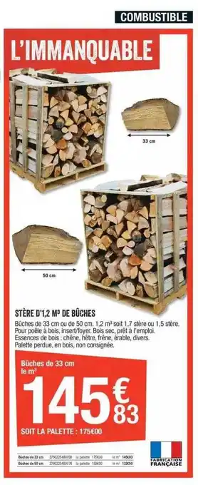 Stère d'1,2 m³ de bûches