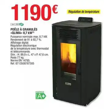 Brico Dépôt Poêle à granulés «qlima» 8,7 kw offre