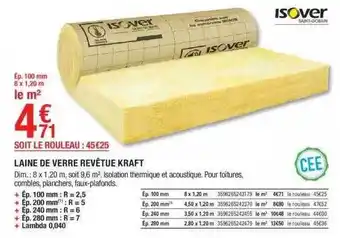 Brico Dépôt Laine de verre revêtue kraft isover offre