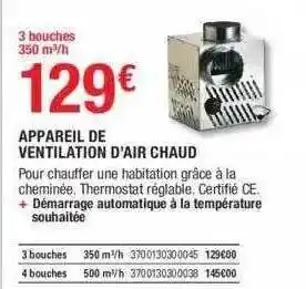 Brico Dépôt Appareil de ventilation d'air chaud offre