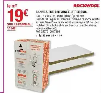 Brico Dépôt Panneau de cheminée «firerock» rockwool offre