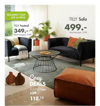 Casa Fauteuil tilly, tapis hunter, sofa tilly offre