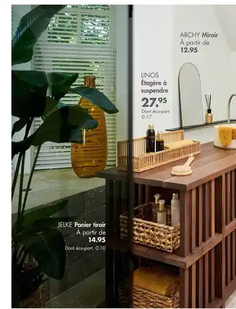 Casa Miroir archy, étagère à suspendre linos, panier tiroir jelke offre