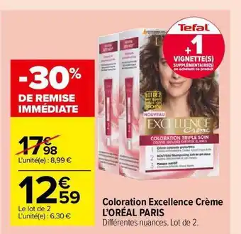 Carrefour Market Coloration Excellence Crème L'oréal Paris offre