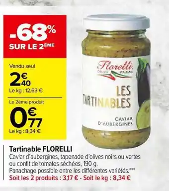 Carrefour Market Tartinable Florelli offre