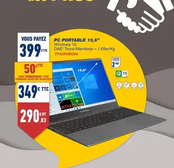 Bureau Vallée Thomson pc portable 15,6” offre