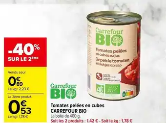Carrefour Market Tomates Pelées En Cubes Carrefour Bio offre