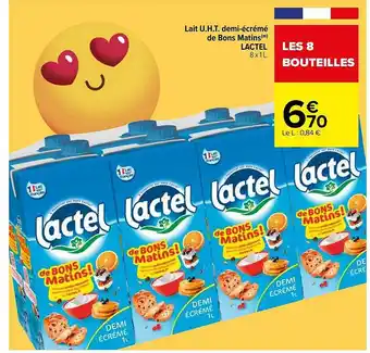 Carrefour Lait u.h.t. demi-écrémé de bons matins lactel offre