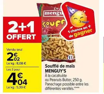 Carrefour Soufflé de maïs menguy's offre