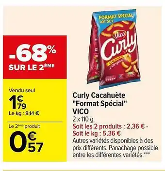 Carrefour Curly cacahuète offre