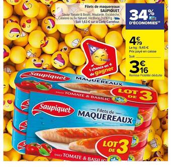 Carrefour Filets de maquereaux saupiquet offre