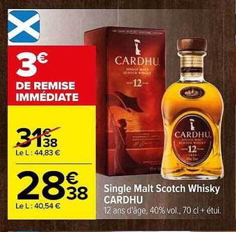 Carrefour Single malt scotch whisky cardhu offre