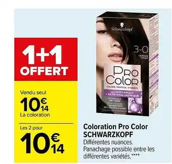 Carrefour Coloration pro color schwarzkopf offre