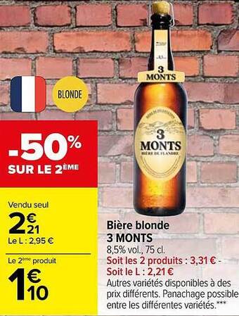 Carrefour Bière blonde 3 monts offre