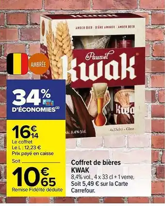 Carrefour Coffret de bières kwak offre