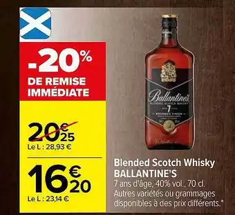 Carrefour Blended scotch whisky ballantine's offre