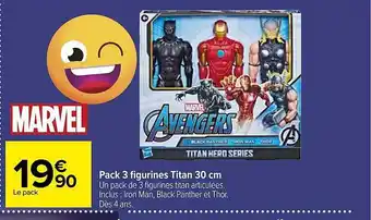 Carrefour Pack 3 figurines titan 30 cm marvel offre